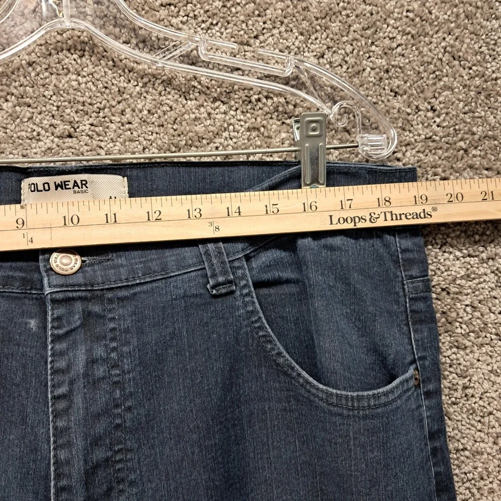 Polo Wear Basic Mens Dark Wash Stretch Denim Jeans Size 46 Indigo Slim Straight